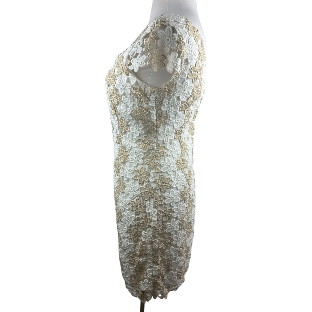 Lilly Pulitzer White Gold Floral Barbara Dress Lace Crochet Shift Womens Size 10 - Picture 8 of 16